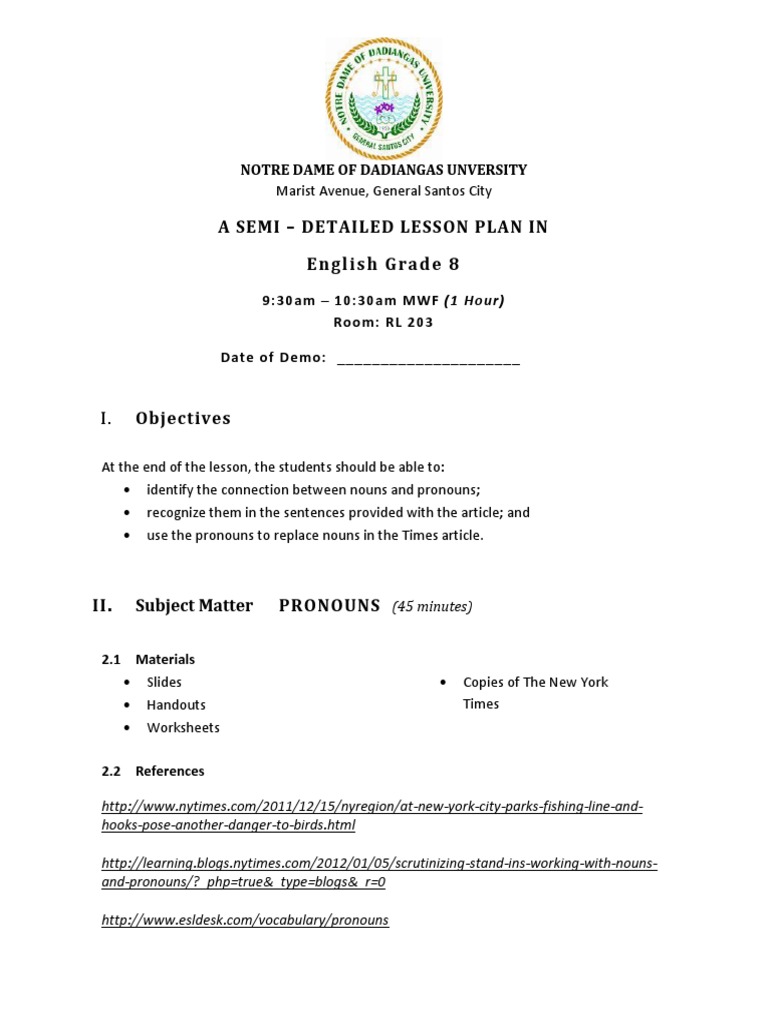 Semi dETAILED LESSON PLAN IN eNGLISH | PDF | Grammatical Gender | Semiotics