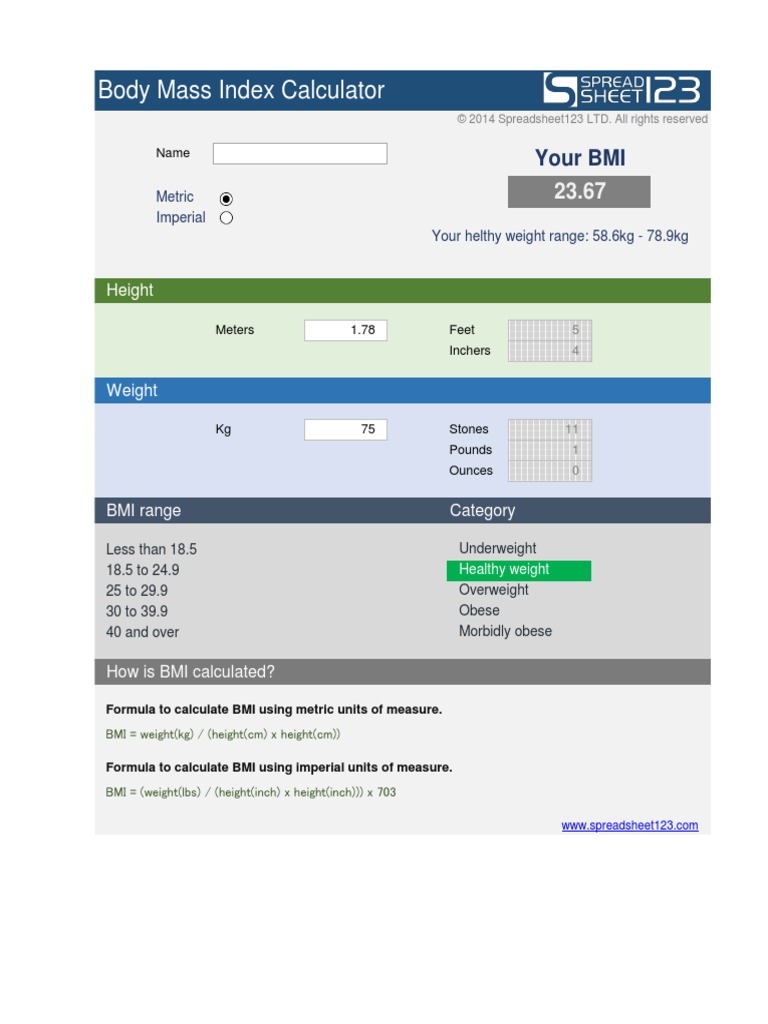Bmi Calculator Body Mass Index License