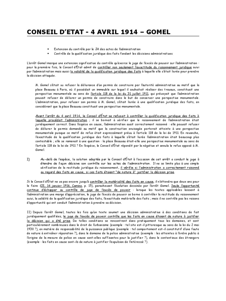 Arrêt Compagnie Nouvelle Du Gaz De Deville lès rouen Conseil D - Etat - 4 Avril 1914 - Gomel | PDF | Loi | Vertu