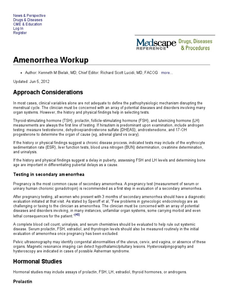 Amenorrhea Workup Luteinizing Hormone Thyroid Stimulating Hormone