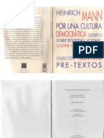 HEINRICH MANN Por Una Cultura Democratica Escritos Sobre Rousseau Voltaire Goethe y Nietzsche