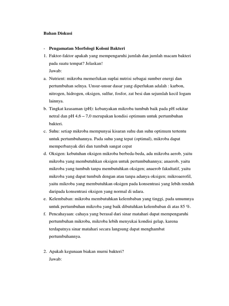 Pertanyaan Dan Jawaban Diskusi Mikrobiologi Morfologi