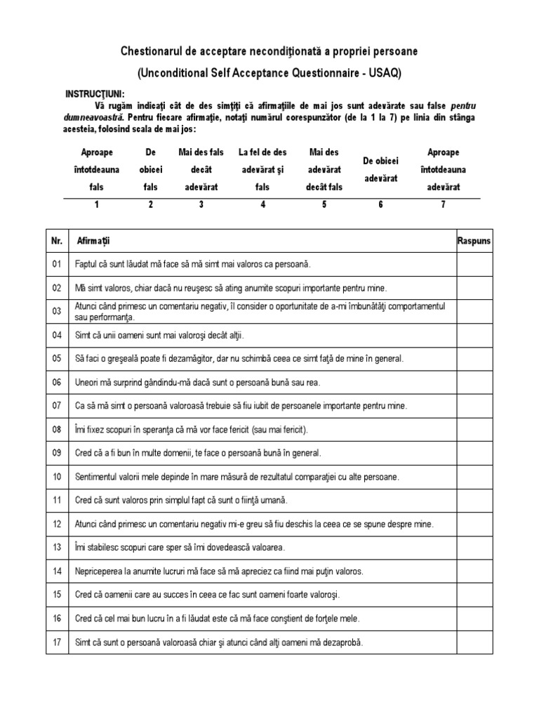 Chestionar USAQ | PDF