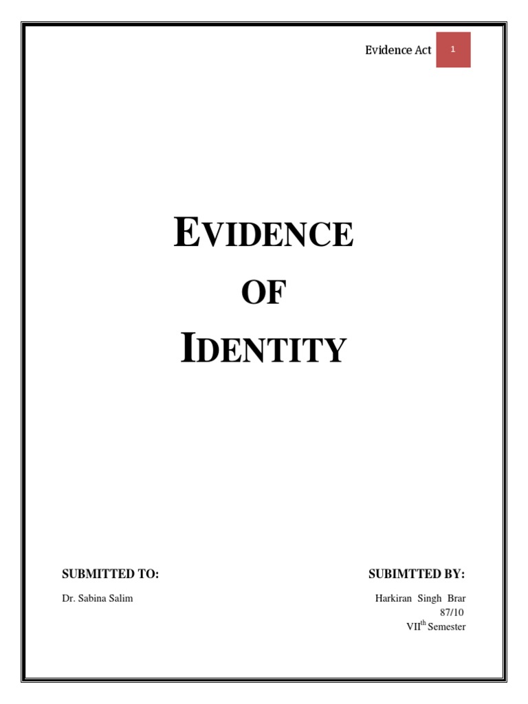 Evidence of Identity PDF