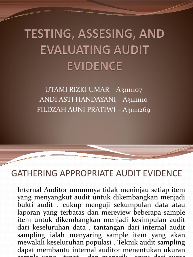 Testing, Assesing, and Evaluating Audit Evidence | PDF