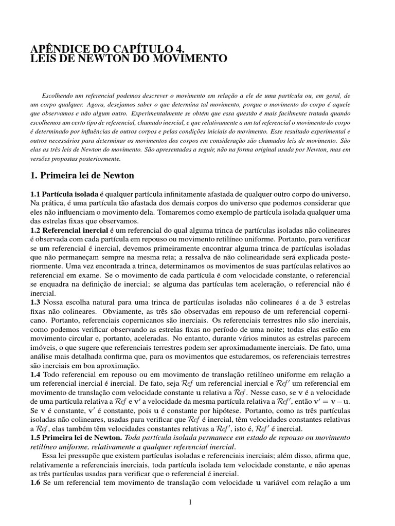 Resumo das Leis de Newton | PDF | Inércia | Leis do Movimento de Newton