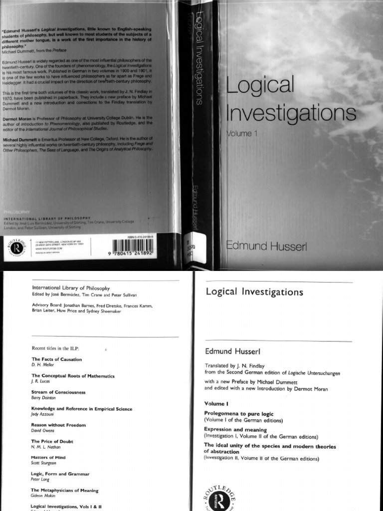 Husserl Edmund Logical Investigations 1 1900 PDF