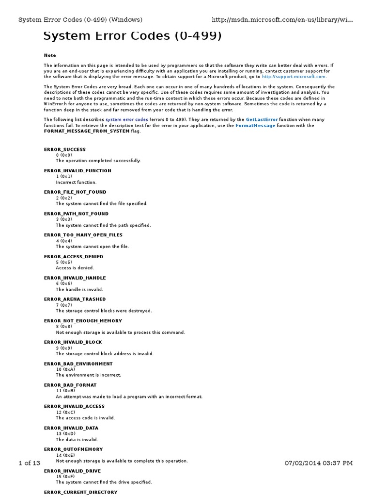 System Error Codes (0499) PDF Floppy Disk Computer Data Storage