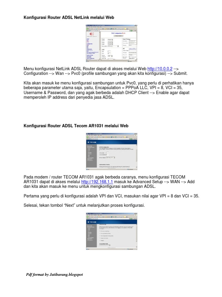 Konfigurasi Router ADSL via Web | PDF