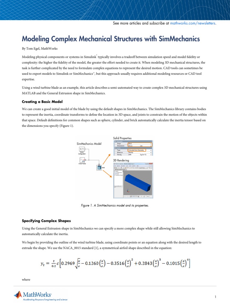 Modeling Complex Mechanical Structures With SimMechanics - Mathworks ...