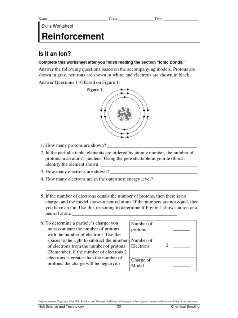 Reinforcement Worksheetionicbonding | PDF | Ion | Proton