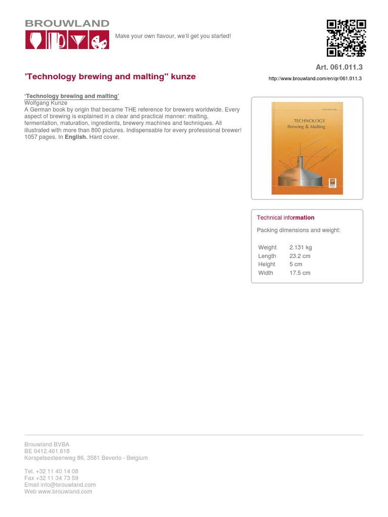 5th Edition Technology Brewing And Malting By Wolfgang Kunze