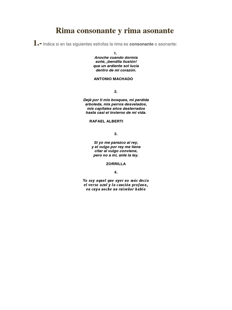 Rimas Asonantes y Consonantes en Poemas | PDF | Rima | Recursos poéticos