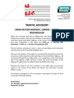 Traffic Advisory: Uriah Butler Highway, Caroni - Works Rescheduled