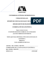 Un Estudio Semántico Sobre El Uso Auxiliar de Algunos Verbos de Movimiento