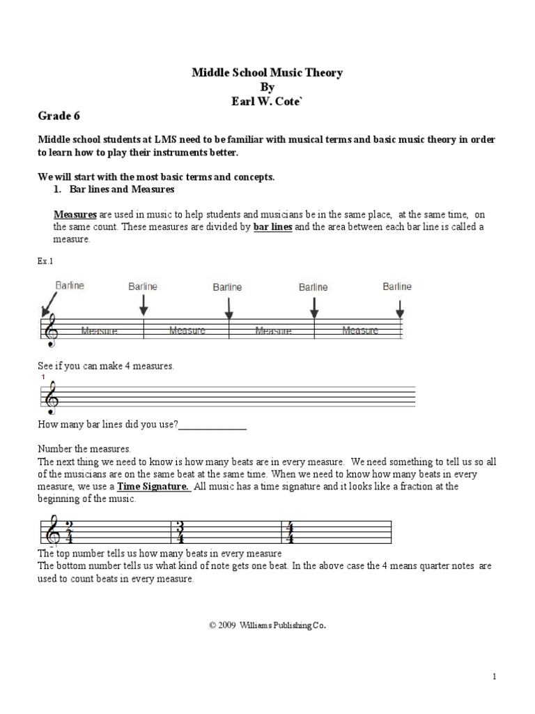 Middle School Music Theory | Notation | Cognition