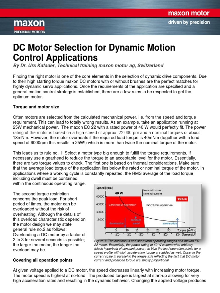 DC Motor Selection For Dynamic Motion Control Applications PDF