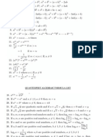 Algebraic Formulas:: Quantexpert Algebraic Formula List