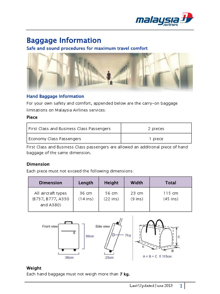 Malaysia Airlines (MAS) Baggage Information PDF