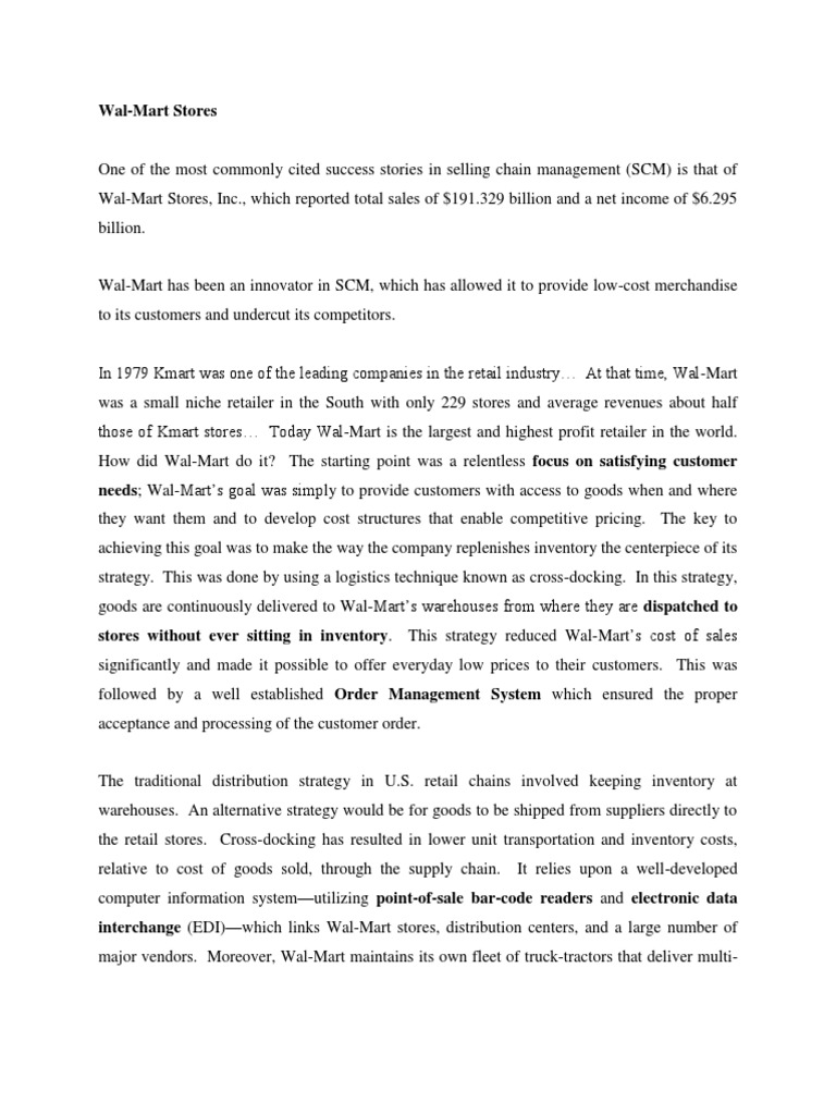 Selling Chain Management Examples PDF Retail Walmart