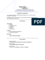 Cv Template Mechanical Engineer