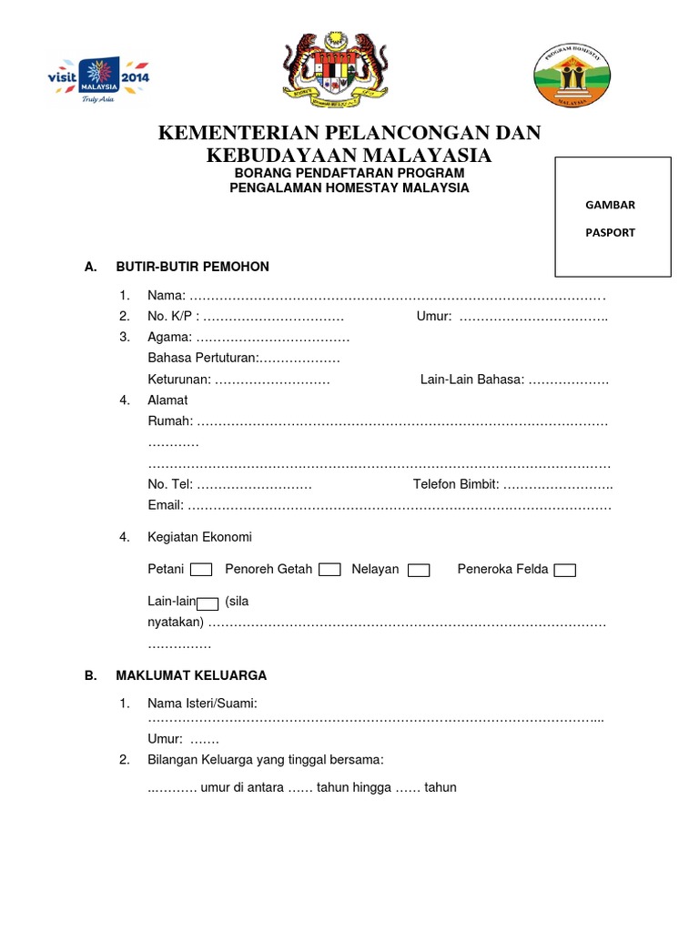 Borang Permohonan Homestay | PDF