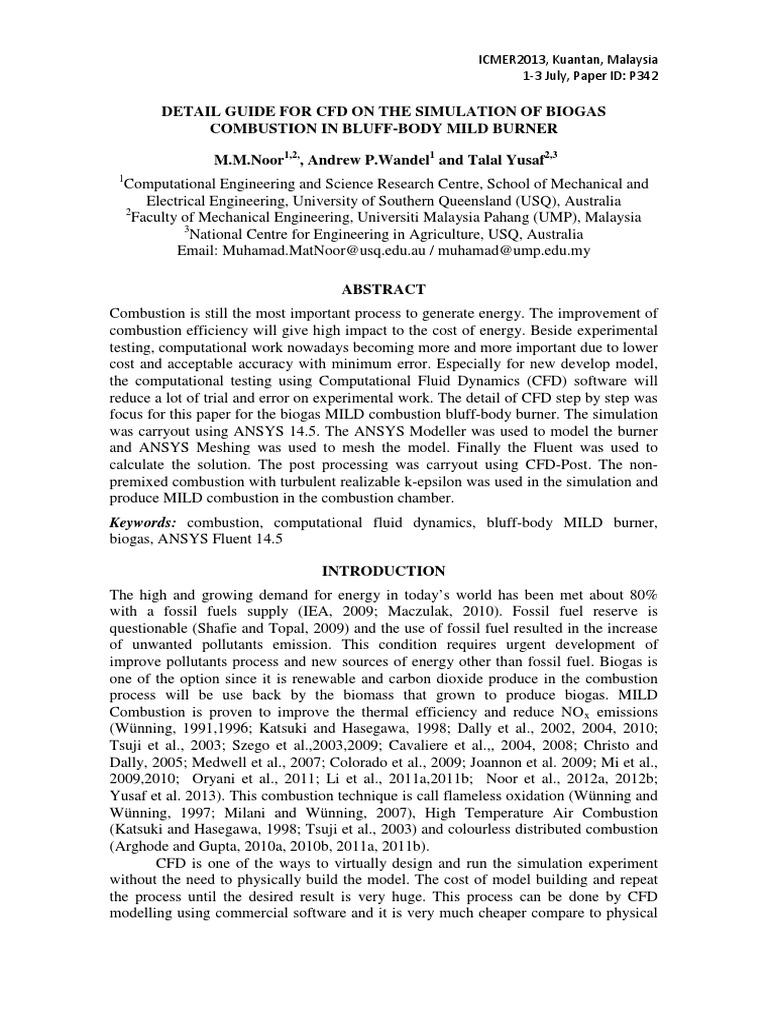 CFD Simulation of Biogas Combustion | PDF | Computational Fluid ...