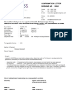 Confirmation Letter BOOKING NO: 35241: Recorded