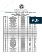 1st Selection List of B.sc. General Course