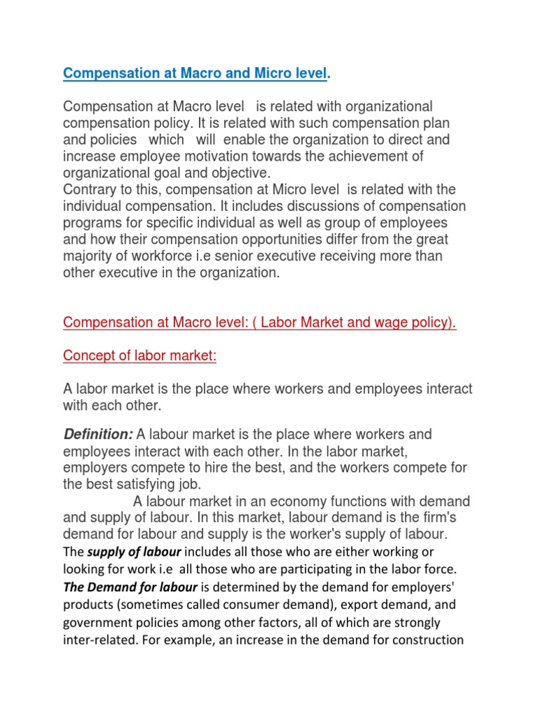 Compensation at Macro Level | PDF | Labour Economics | Employment
