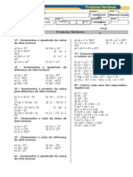 Exercício de Matemática para o 8º Ano Colégio Celebridades