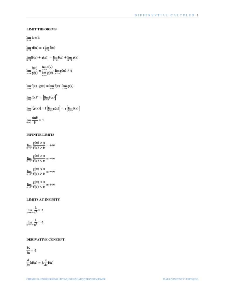 Differential Calculus Review for Engineers | PDF