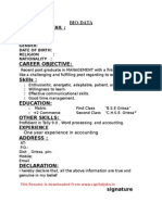 Simple Biodata Format