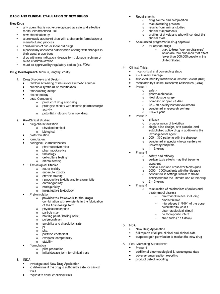 Evaluation of New Drugs and INDA Process | PDF | Phases Of Clinical ...
