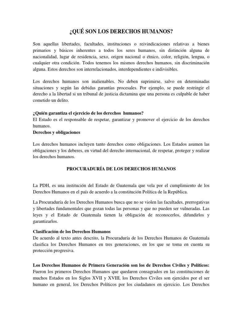 Derechos Humanos en Guatemala: Resumen y Leyes | PDF | Derechos ...