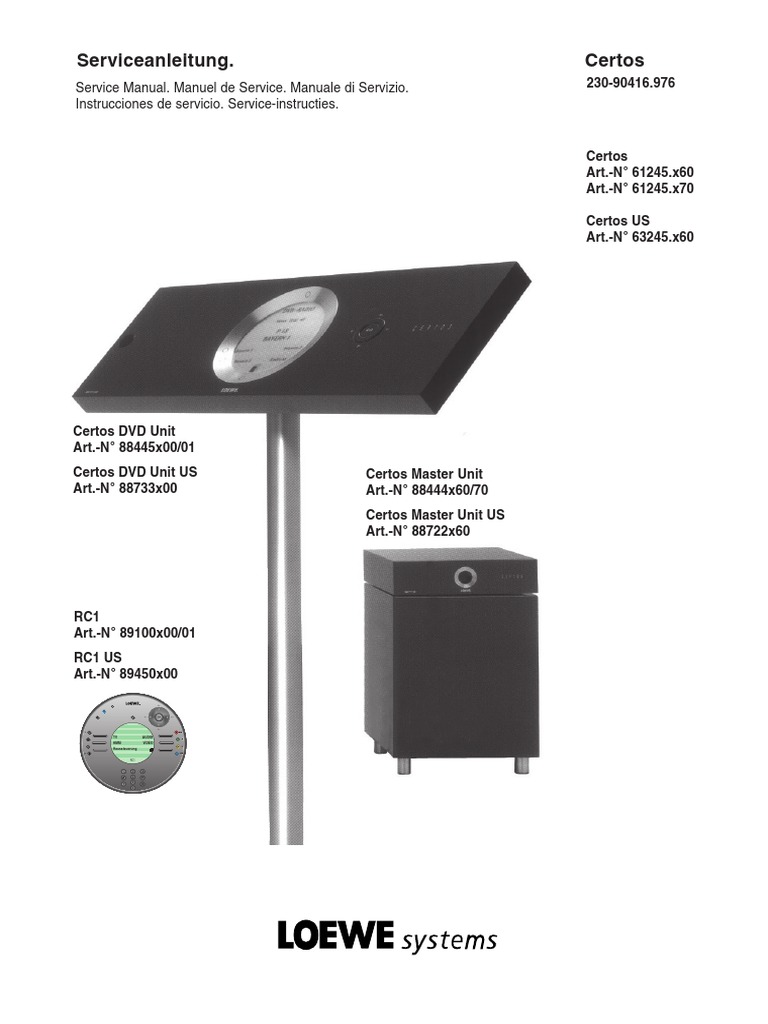 LOEWE Certos Service Manual | PDF | Mechanical Engineering | Consumer Goods