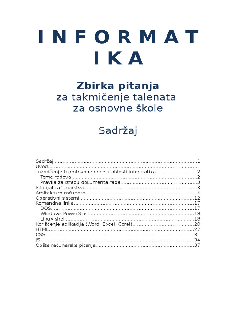 Zbirka Zadataka Os Informatika | PDF
