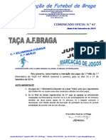 CO N.º 67 FUTEBOL 11_TAÇA AF BRAGA JUNIORES e JUVENIS_1.ª ELIMINATÓRIA_MARCAÇÃO DE JOGOS PARA 20 e 21 SETEMBRO 2014.pdf