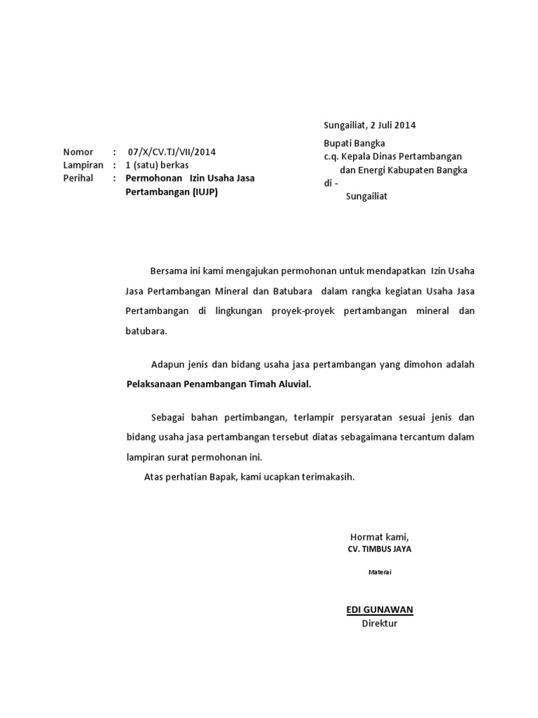 Surat Permohonan Iujp