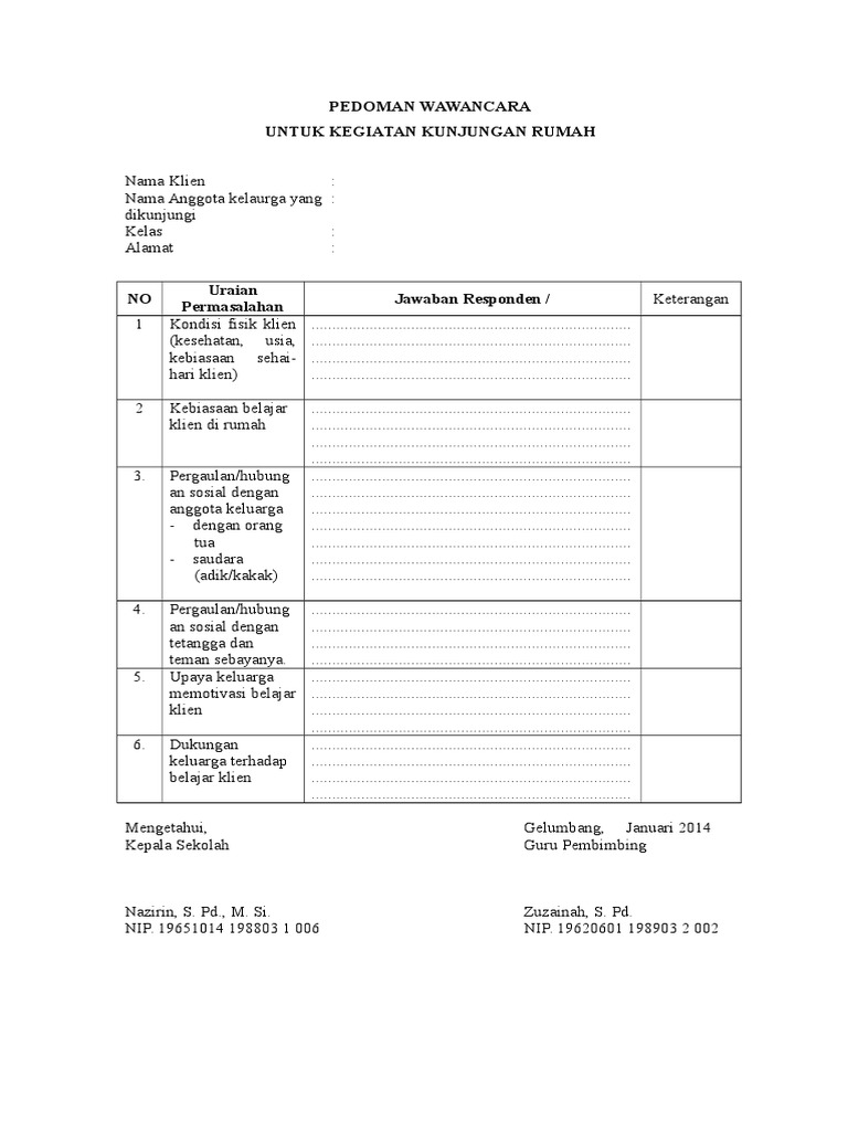 Contoh Laporan Home Visit Audit Kinerja