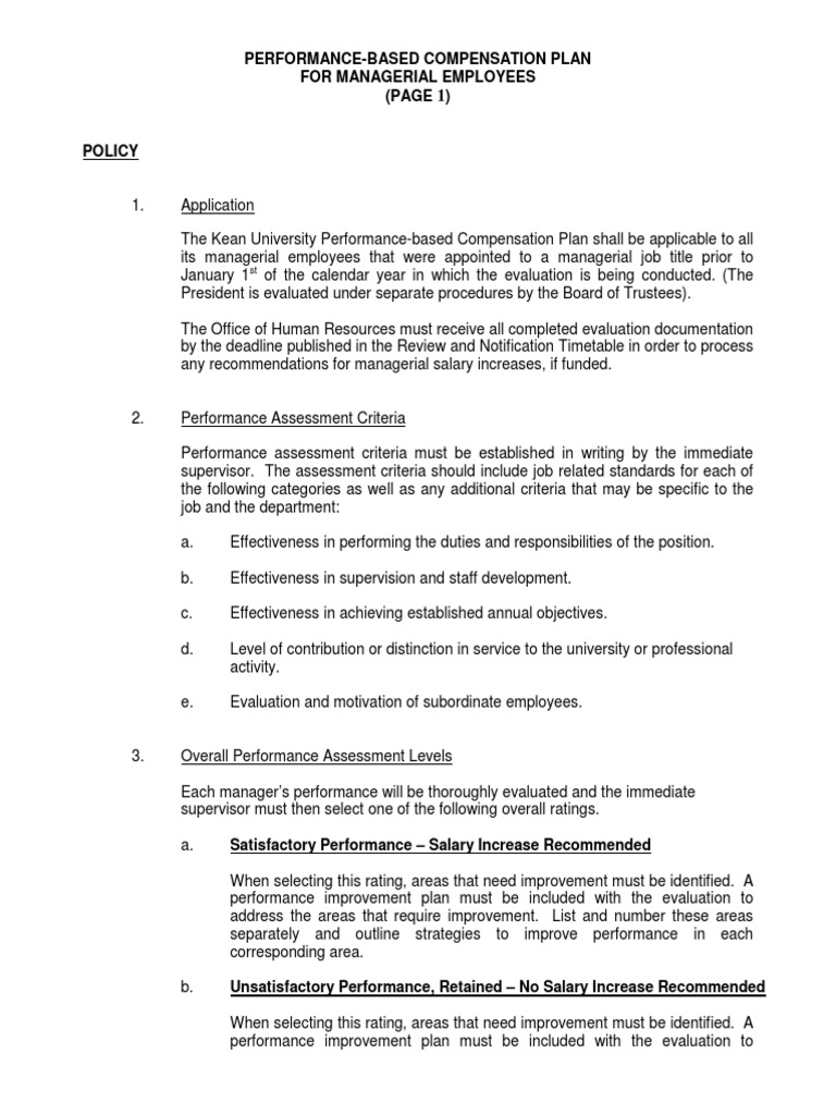 Managerial Performance Evaluation Plan | PDF | Performance Appraisal ...
