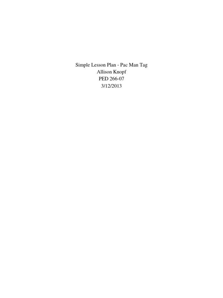 Pac Man Tag for K-2 PE Lessons | PDF | Behavioural Sciences | Learning