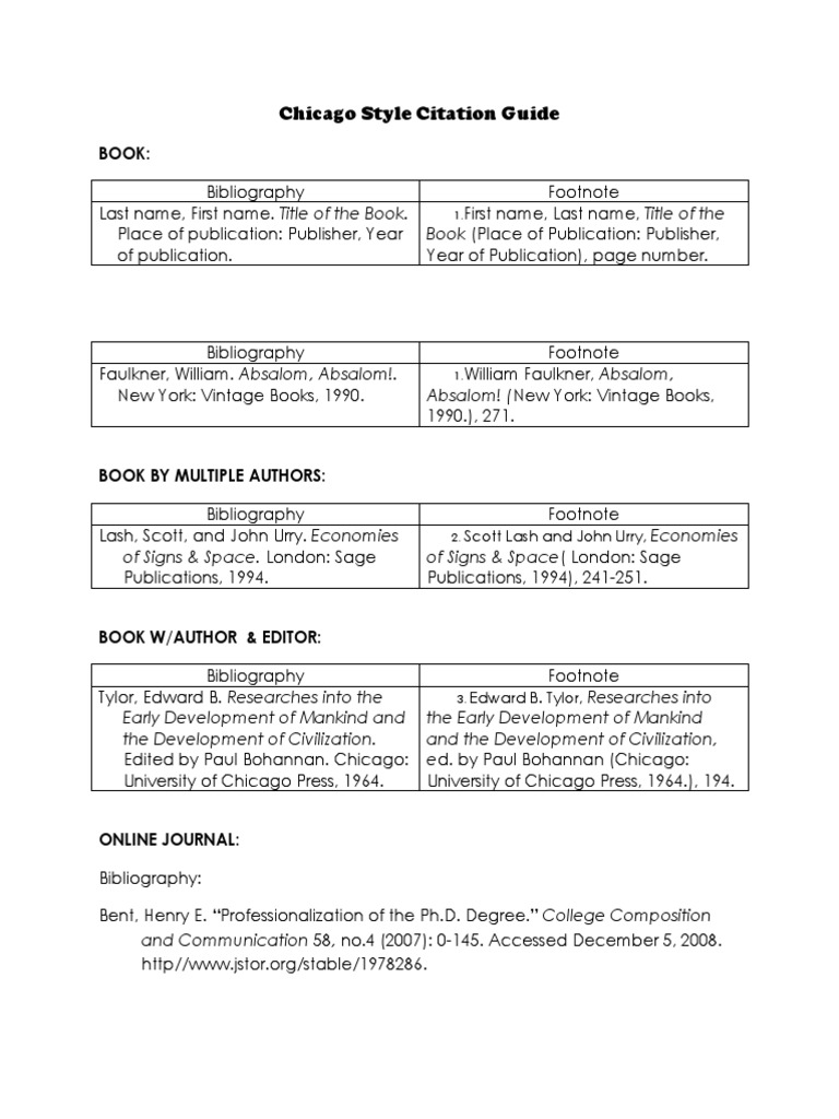Chicago Style Citation Guide Pdf Citation Media Industry