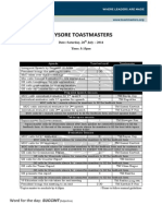 Mysore Toastmasters: Date: Saturday, 26 July - 2014 Time: 5:15pm