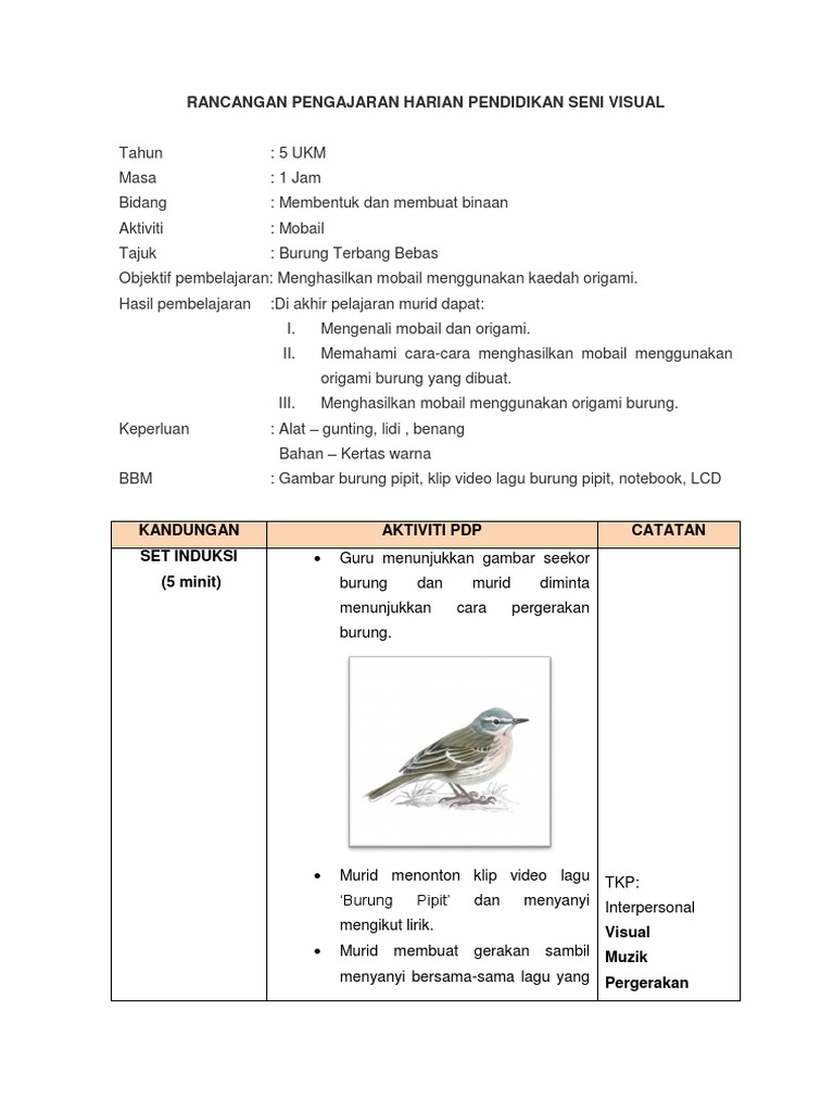 Rancangan Pengajaran Harian Psv Tahun 5