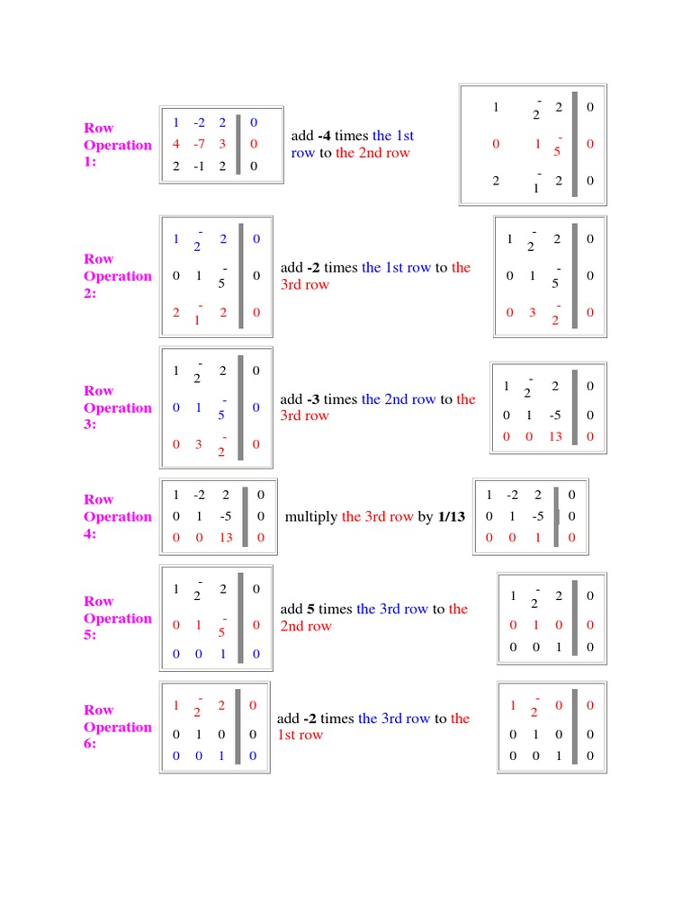 Row Operation 1:: Add - 4 Times To | PDF | Teaching Methods & Materials