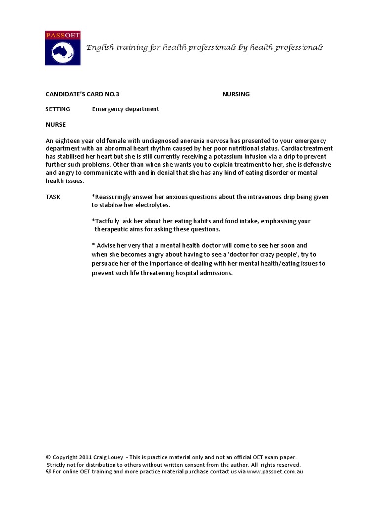 Oet Speaking Test For Nurses