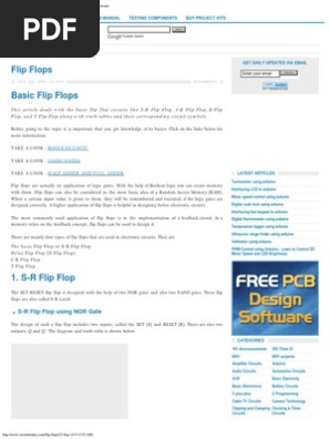 Basic Flip Flops-SR Flip Flop,JK Flip Flop,D Flip Flop,T Flip Flop,Circuits