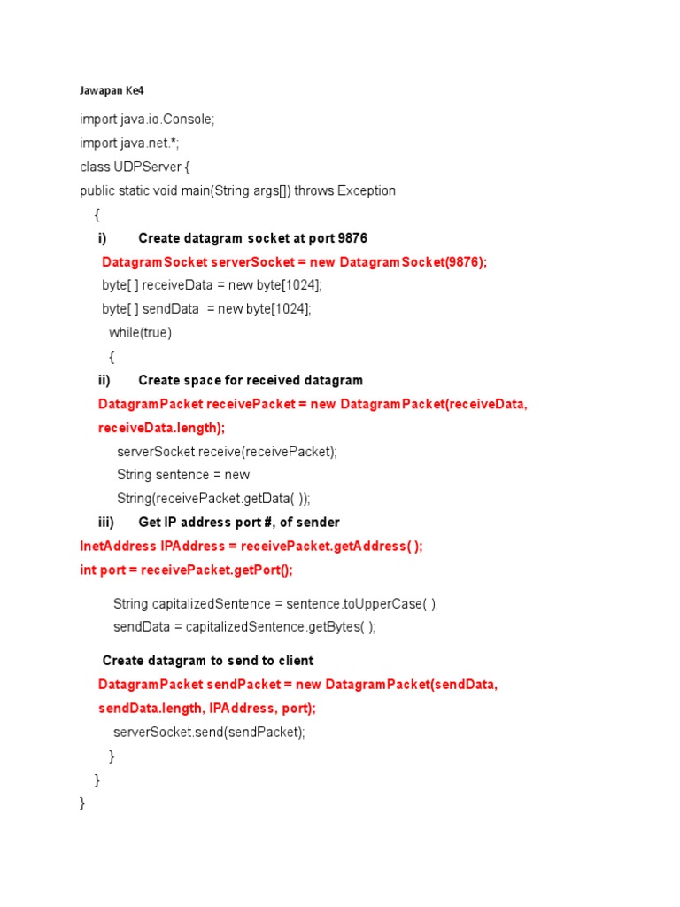 UDP Server Implementation on Port 9876 | PDF