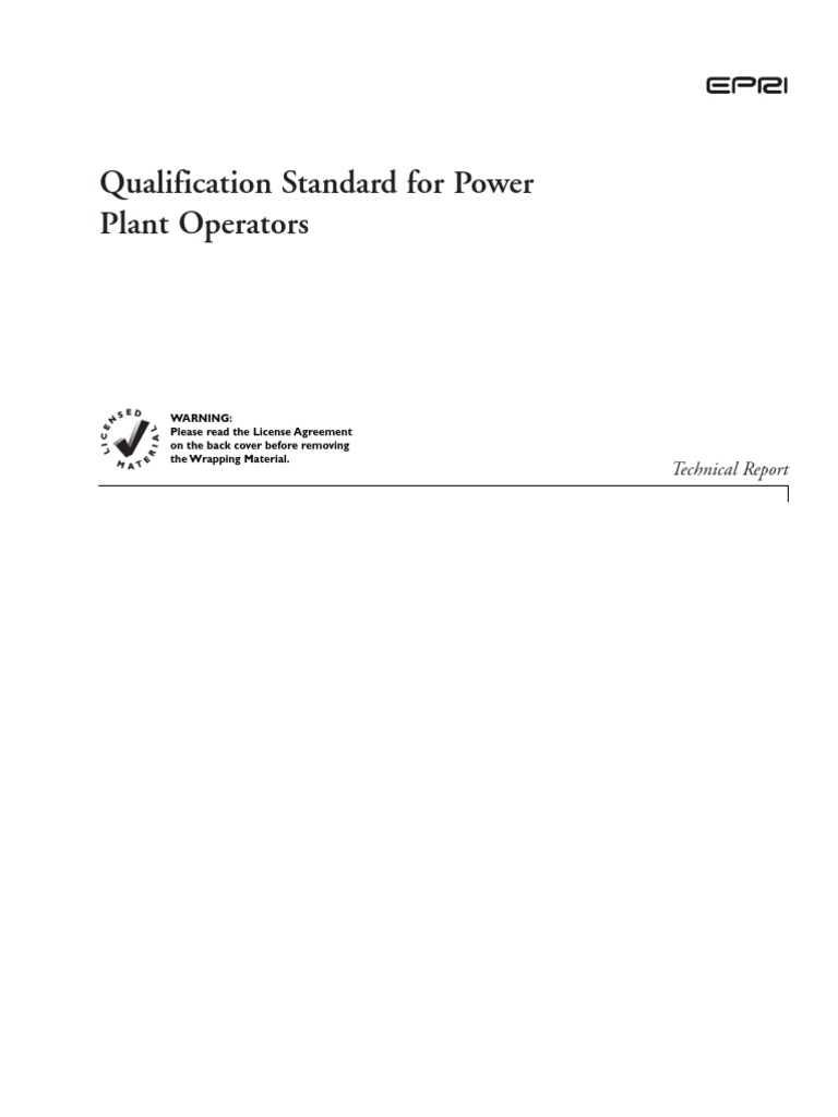 EPRI Qualification Standard For Power Plant Operators PDF PDF Boiler Steam